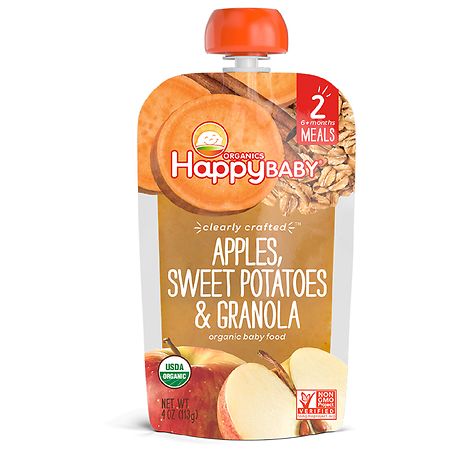 Happy Baby Clearly Crafted Organic Food Pouch Apples, Sweet Potatoes & Granola