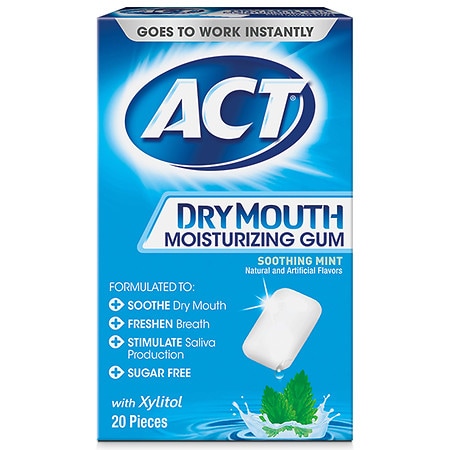 ACT Dry Mouth Moisturizing Gum Soothing Mint