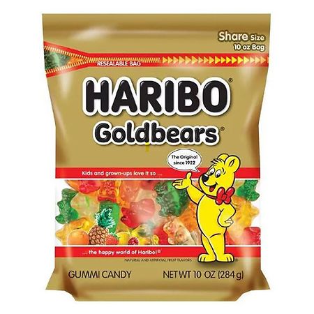 Haribo Gold-Bears Gummi Candy Orange, Strawberry, Pineapple, Lemon, Raspberry
