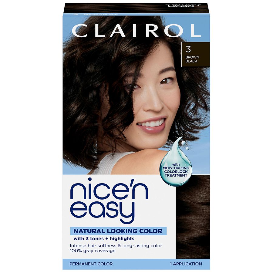Clairol Nice 'n Easy Permanent Hair Color Application, 3 Brown Black