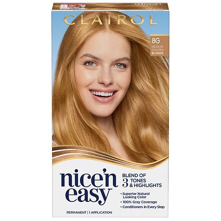 Clairol Nice n Easy Permanent Hair Color Creme  8G Medium Golden Blonde  1 Application  Hair Dye