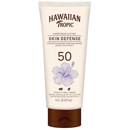 Hawaiian Tropic Skin Defense Sunscreen Lotion SPF 50 With Green tea extract