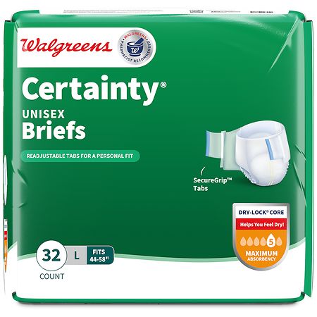 Walgreens Certainty Unisex Adjustable Incontinence Briefs with