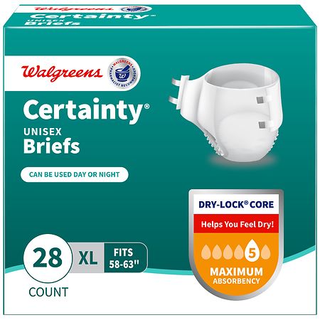 Walgreens Certainty Incontinence Briefs with Tabs, Unisex, Maximum Absorbency X-Large