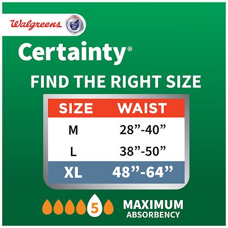 Walgreens Certainty Unisex Briefs Maximum Absorbency M