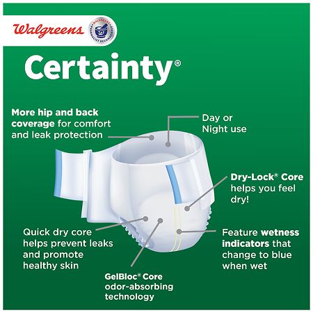 Walgreens Certainty Incontinence Briefs with Tabs, Unisex, Maximum  Absorbency X-Large