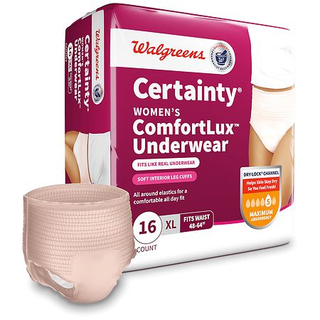 Walgreens Certainty Women's ComfortLux Underwear X-Large Blush