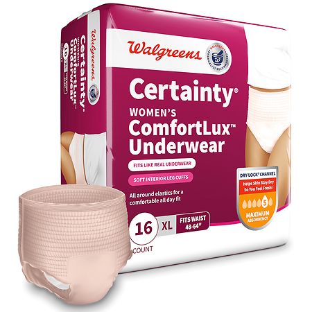 Walgreens Certainty Women's ComfortLux Underwear X-Large Blush