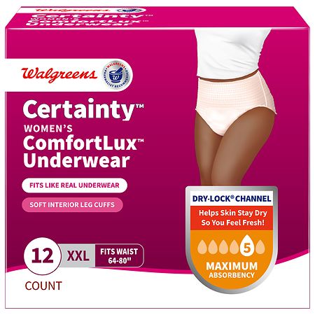 Walgreens Certainty Women's ComfortLux Underwear XX-Large Blush