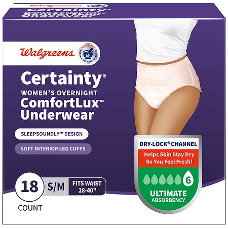 Walgreens Certainty Certainty Women's Overnight Underwear, Ultimate Absorbency S/ M