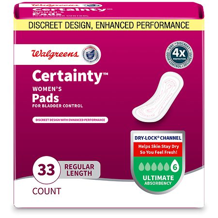 Walgreens Certainty Incontinence Pads, 6 Drop Ultimate Absorbency Regular Length