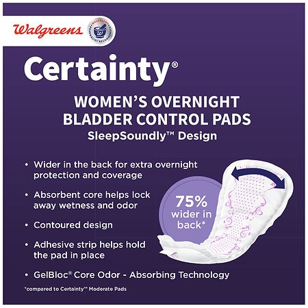 Walgreens Certainty Overnight Incontinence Pads, Ultimate Absorbency