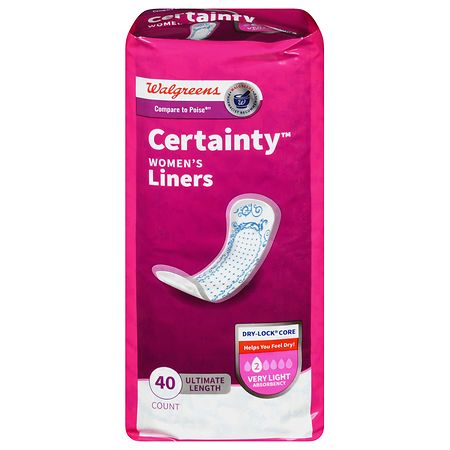 Walgreens Certainty Women's Liners Very Light Absorbency Ultimate Length