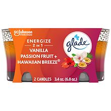 Glade Single Wick Jar Candles Hawaiian Breeze & Vanilla Passion Fruit ...