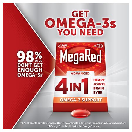 MegaRed Advanced 4 in 1 2x Concentrated Omega 500 mg Softgels