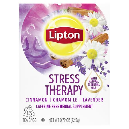 Lipton Stress Less Herbal Supplement Tea Bags Cinnamon, Chamomile, and Lavender