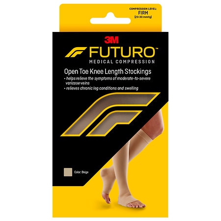 FUTURO Open Toe Knee Length Stockings, Beige Medium Beige
