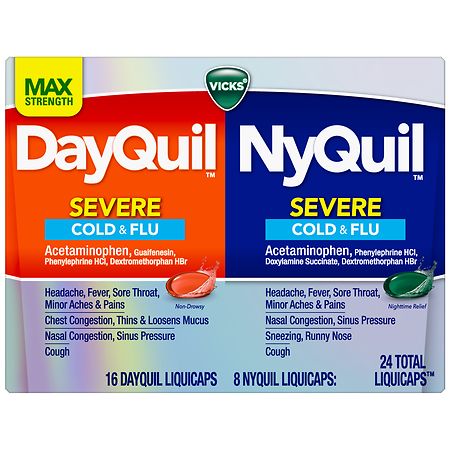 Vicks Dayquil Nyquil Severe Cold & Flu Over-the-Counter Medicine, Powerful Relief