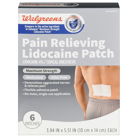 Walgreens Pain Relieving Lidocaine Patch 3.94 in x 5.51 in