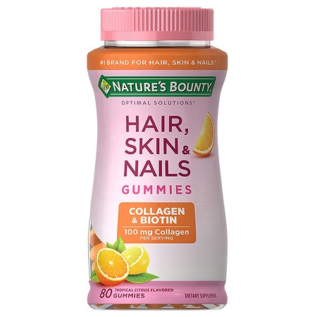 Nature's Bounty Optimal Solutions Hair, Skin & Nails with Biotin & Collagen Tropical Citrus