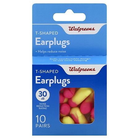 Walgreens T-Shaped Earplugs Yellow and Pink