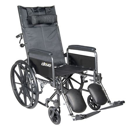 Drive Medical Silver Sport Reclining Wheelchair with Elevating Leg Rests