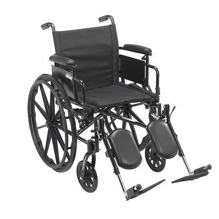 Drive Medical Cruiser X4 Dual Axle Wheelchair with Adjustable Desk Arms, Elevating Leg Rests 20 inch Seat Silver Vein