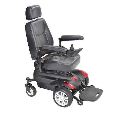 Drive Medical Titan Transportable Front Wheel Power Wheelchair, Full Back Captain's Seat Red & Blue