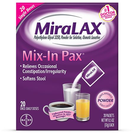 MiraLAX Mix-In Pax, Constipation Relief, Laxative Unflavored