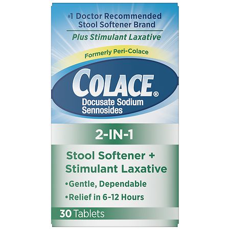 Colace 2-In-1 Stool Softener & Stimulant Laxative Tablets
