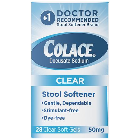 Colace Stimulant-Free Stool Softener Soft Gels, for Adults & Children 2+