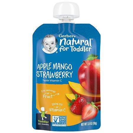 Gerber Natural for Toddler Baby Food Apple Mango Strawberry