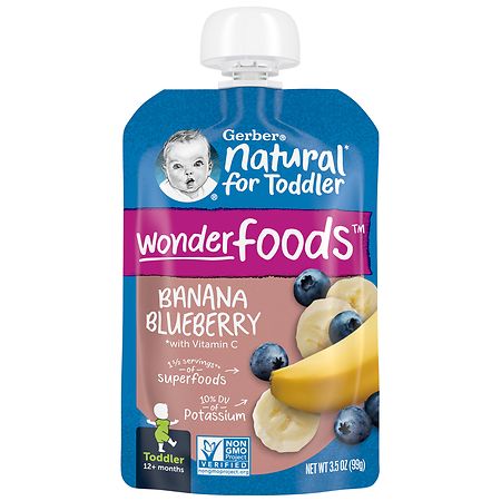 Gerber Natural for Toddler, Wonderfoods Baby Food Banana Blueberry