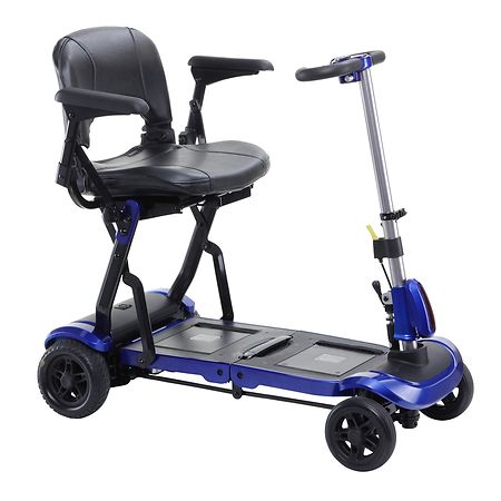 Drive Medical ZooMe Flex Ultra Compact Folding Travel 4 Wheel Scooter Blue