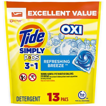 Tide Simply PODS +Oxi Liquid Laundry Detergent Pacs Refreshing Breeze