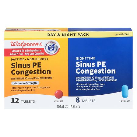 Walgreens Daytime & Nighttime Sinus PE Congestion Tablets