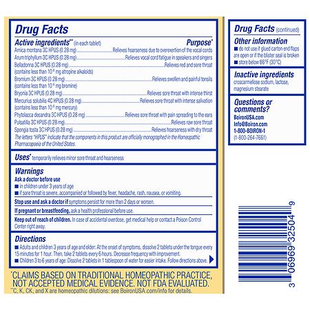 Boiron ThroatCalm Homeopathic Tablets for Sore Throat Relief