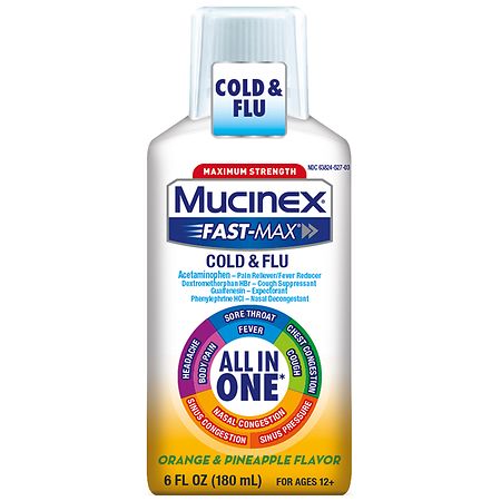 Mucinex Max Strength Cold & Flu, All in One Orange & Pineapple
