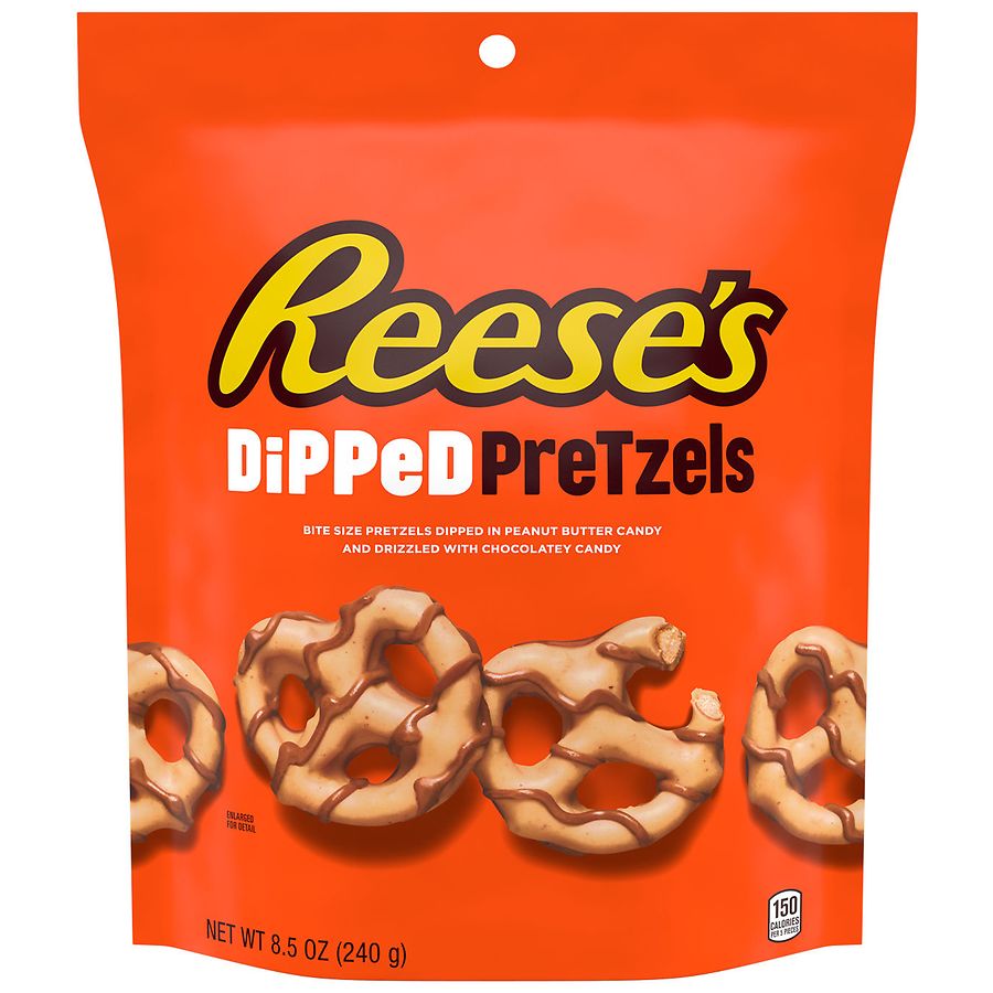 REESE'S Chocolate and Peanut Butter Candy Dipped Pretzels Bag Milk Chocolate Peanut Butter
