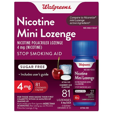 Walgreens Mini Nicotine Lozenge, 4mg, Sugar Free Cherry Ice