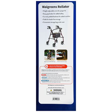 Walgreens Adjustable Height Steel Frame Folding Rollator (Burgundy)
