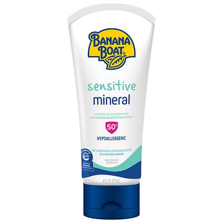 Banana Boat Sensitive 100% Mineral Sunscreen Lotion, SPF 50+
