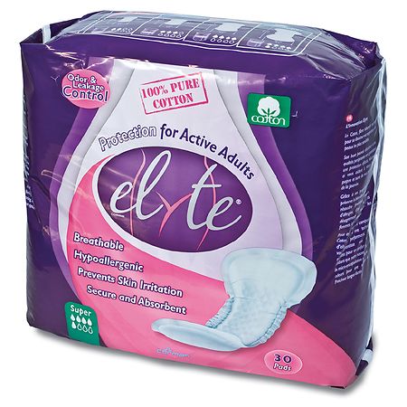 Elyte 100% Pure Cotton Bladder Control Pads-Sensitive Skin Safe Super