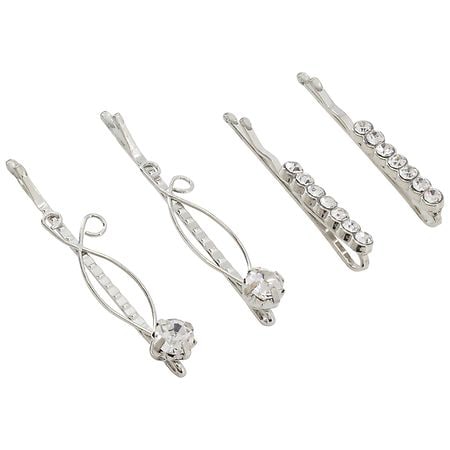 Scunci Real Style Fashion Bobby Pins with Rhinestones & Swirl Detail Silver
