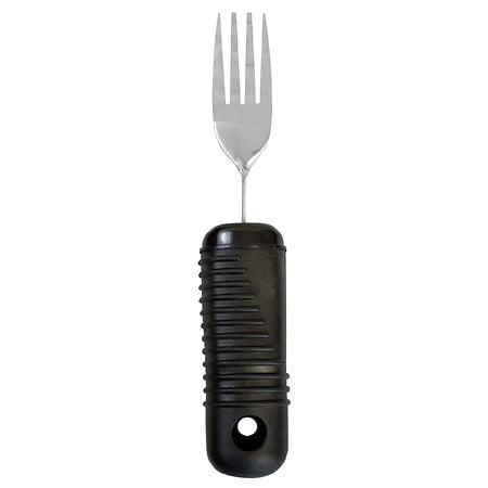 Set of 5 Black Adaptive Utensils - Stainless Steel Knife, Rocker Knife,  Fork, Soup Spoon, Dinner Spoon