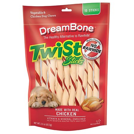 DreamBone Twist Sticks Rawhide Free Dog Chews, Made with Real Chicken