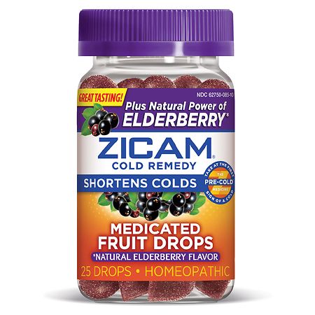 Zicam Medicated Elderberry Fruit Drops Mixed Berry