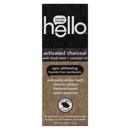 Hello Activated Charcoal Whitening Fluoride Free Toothpaste