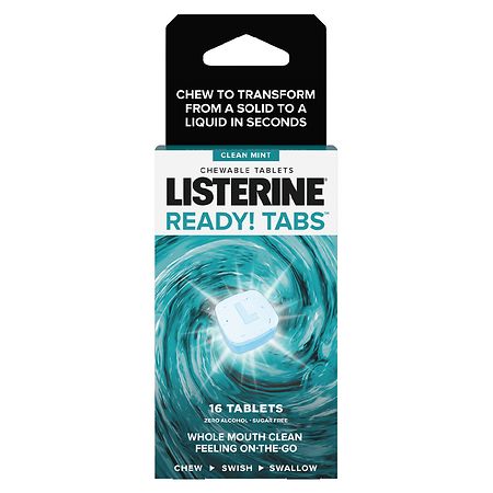 Listerine Ready! Tabs Chewable Mint Tablets  Clean Mint Flavor  16 ct