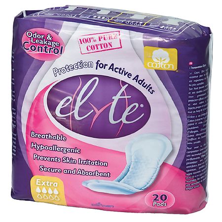 Elyte 100% Pure Cotton Bladder Control Pads-Sensitive Skin Safe Extra